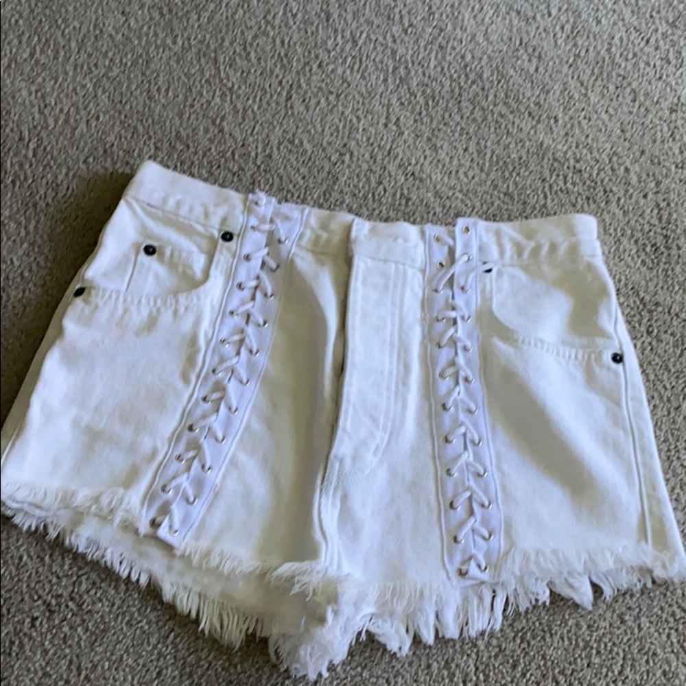 LF white denim shorts